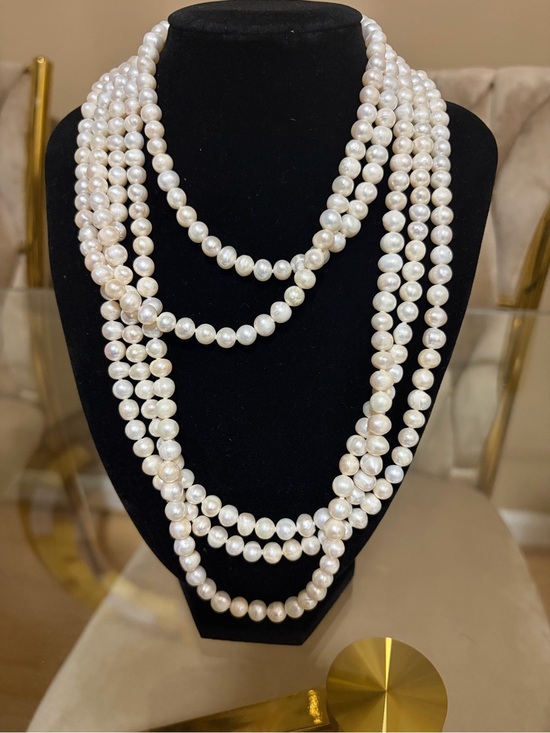 Jewelry - Classic Multi-Strand White Pearl Necklace - Women Jewelry